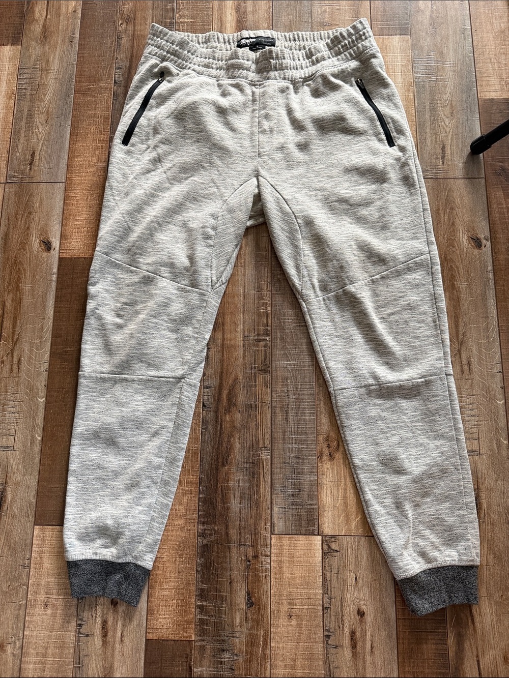 Brooklyn Cloth Heather Gray Jogger Sweatpants with Dark Gray Cuffs ZIPPER POCKET